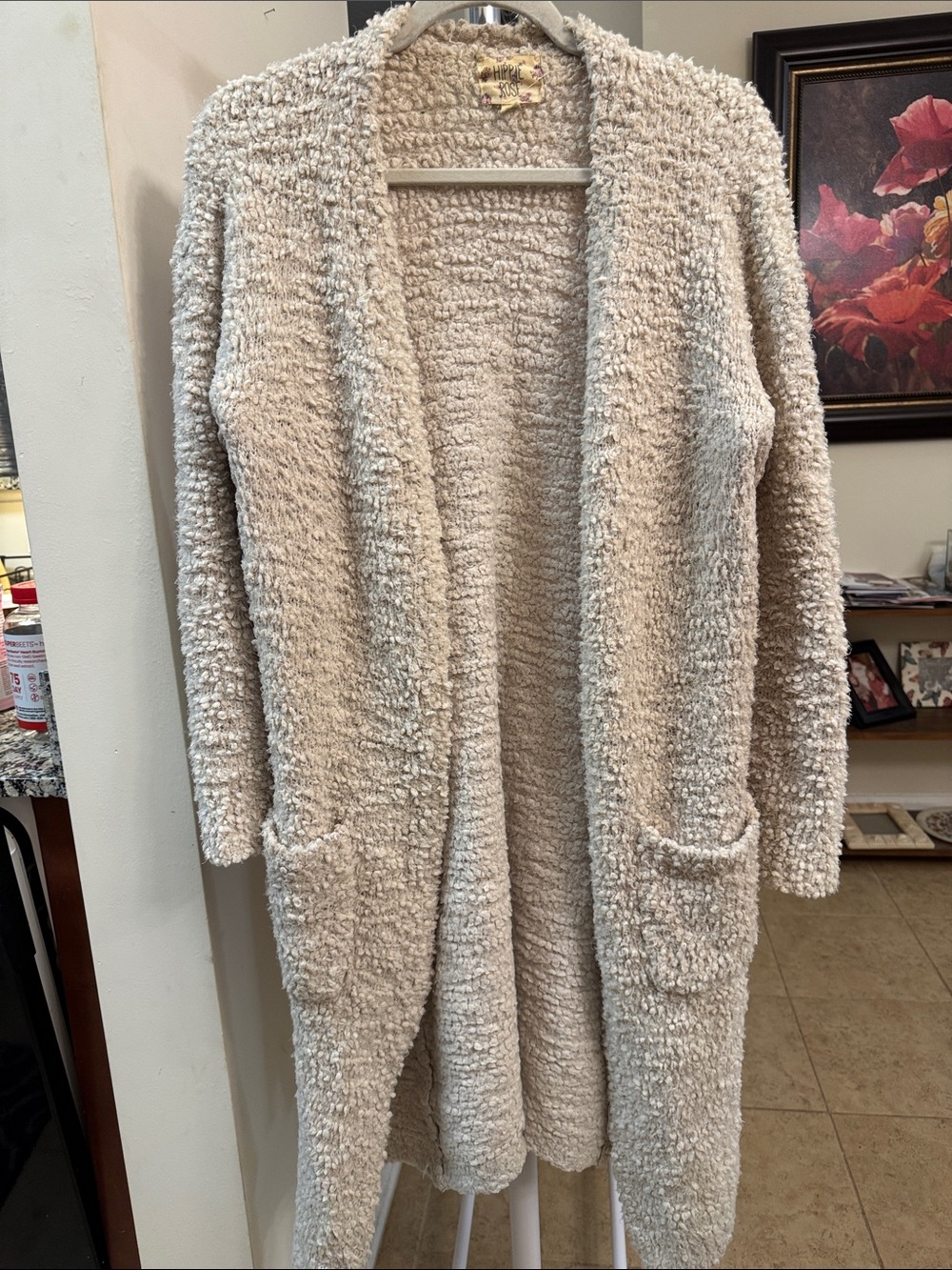 Hippie Rose Cream Plush Open-Front Cardigan